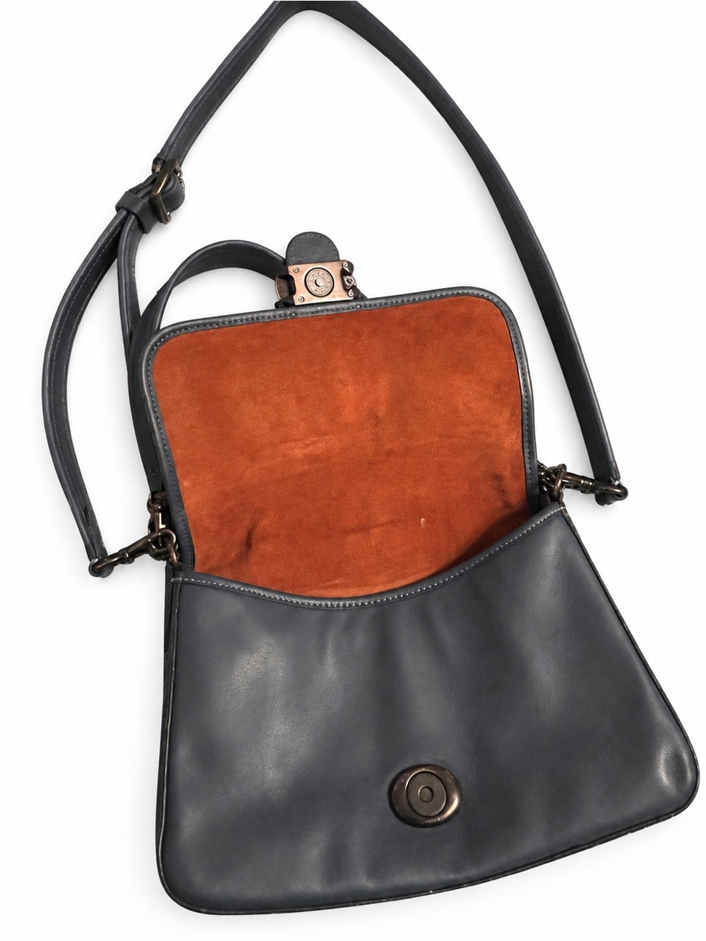 Coach Soft Tabby C5262 Pewter Forest Green Suede Leather Shoulder Bag - Picture 2 of 6
